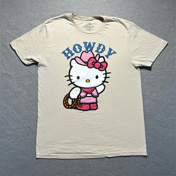Sanrio Tops - Hello Kitty “Howdy” Cowgirl T-Shirt Women’s Medium Beige Pink Western
